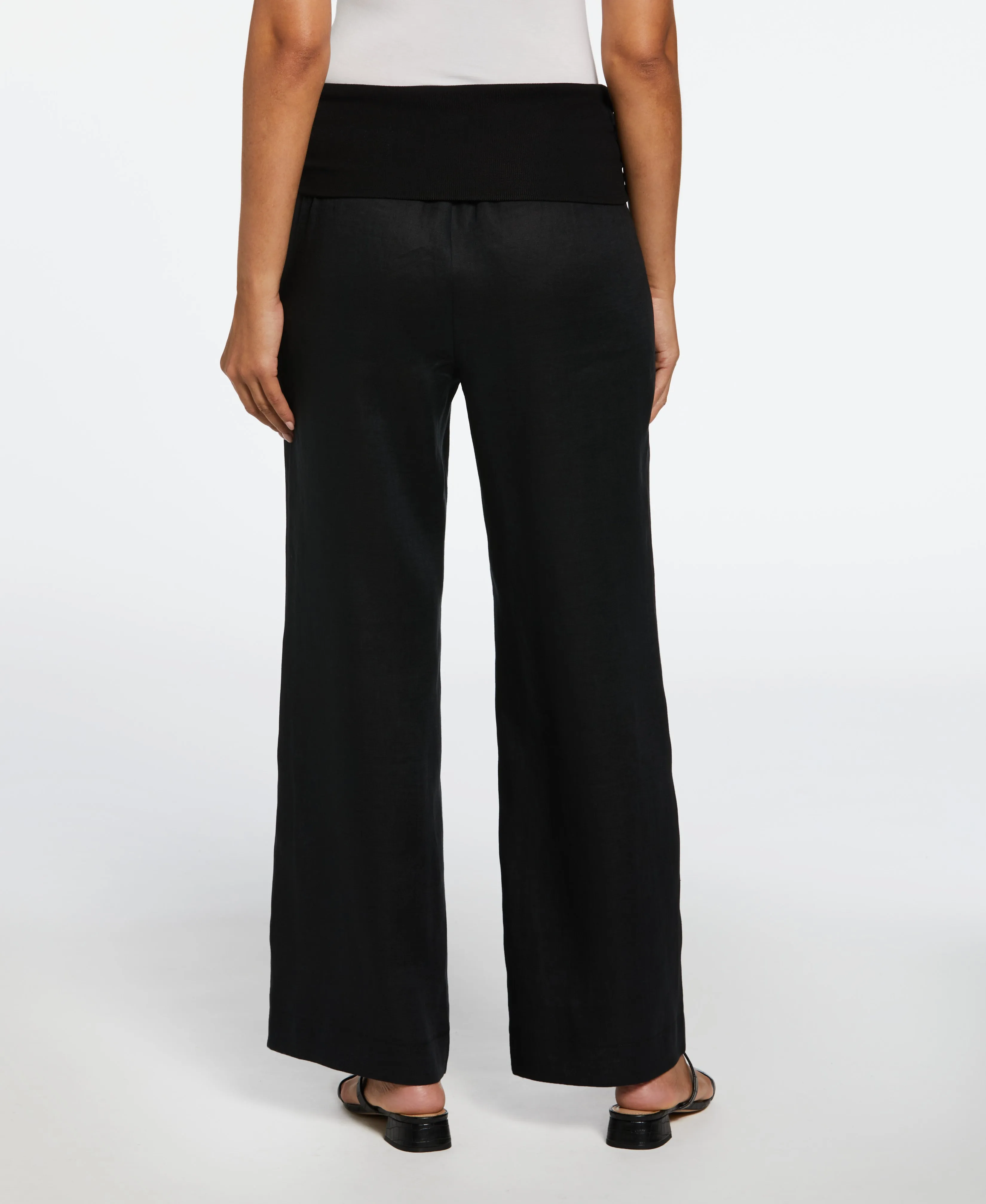 100% Linen Pull On Wide Leg Pant