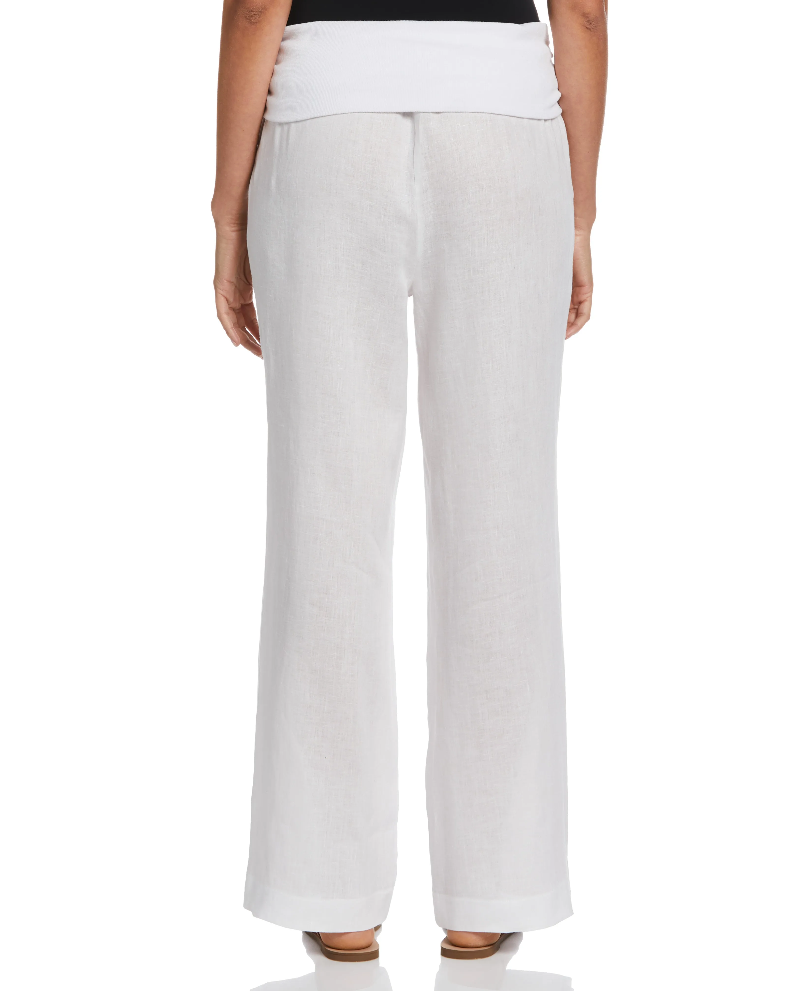 100% Linen Pull On Wide Leg Pant