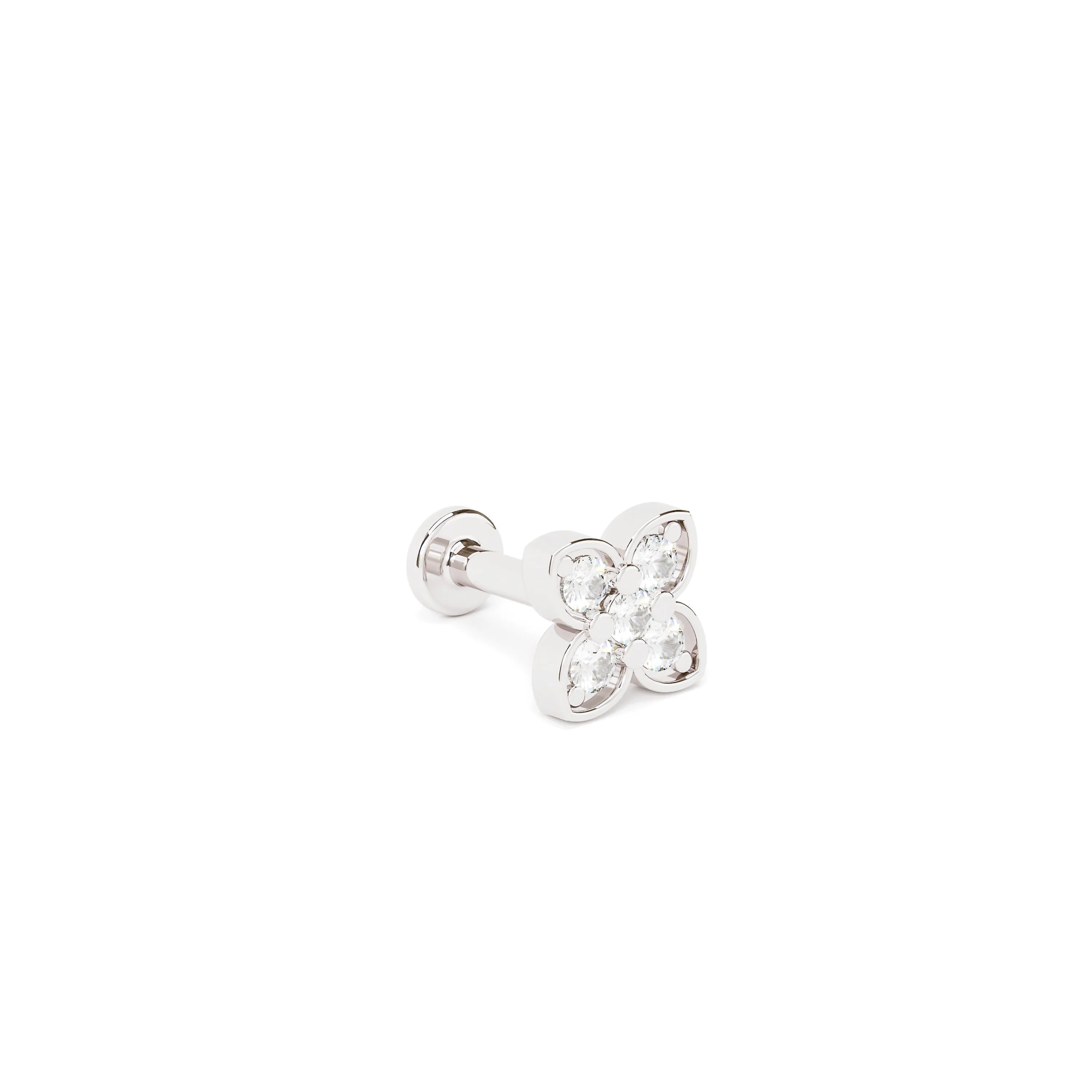 14K Gold Prong-Set Diamond Clover Stud