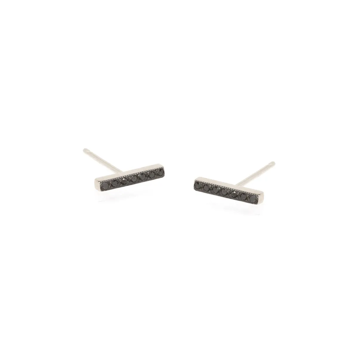 14k Pavé Black Diamond Bar Studs