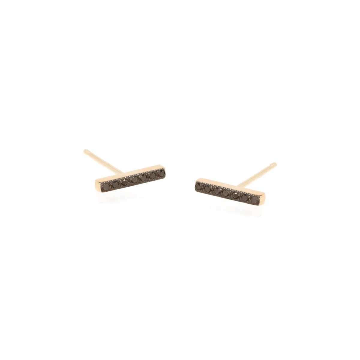 14k Pavé Black Diamond Bar Studs