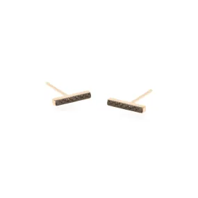 14k Pavé Black Diamond Bar Studs