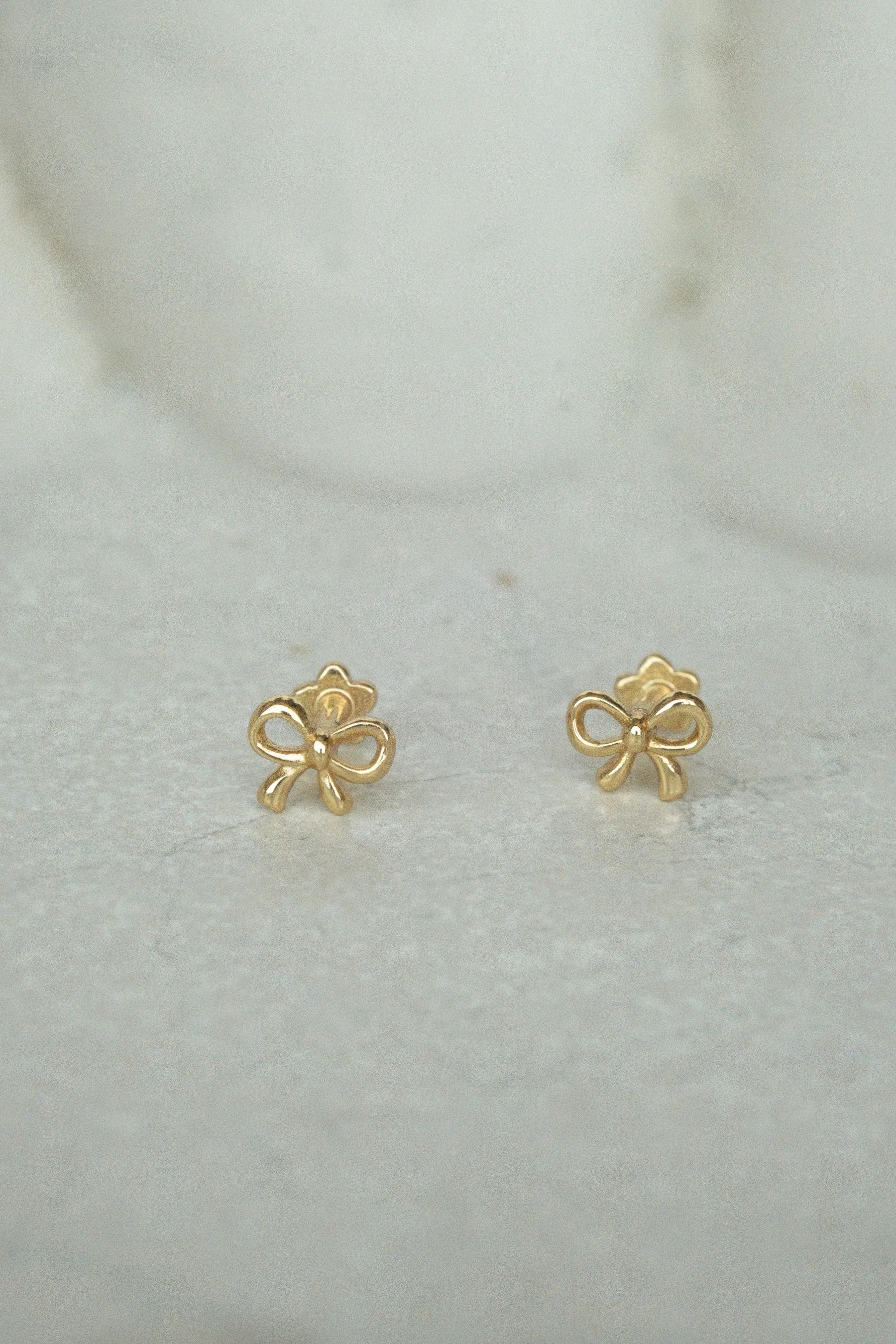 14K Solid Gold Mini Bow Piercing Stud