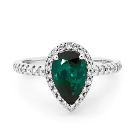 18ct White Gold, Tourmaline and Diamond Ring