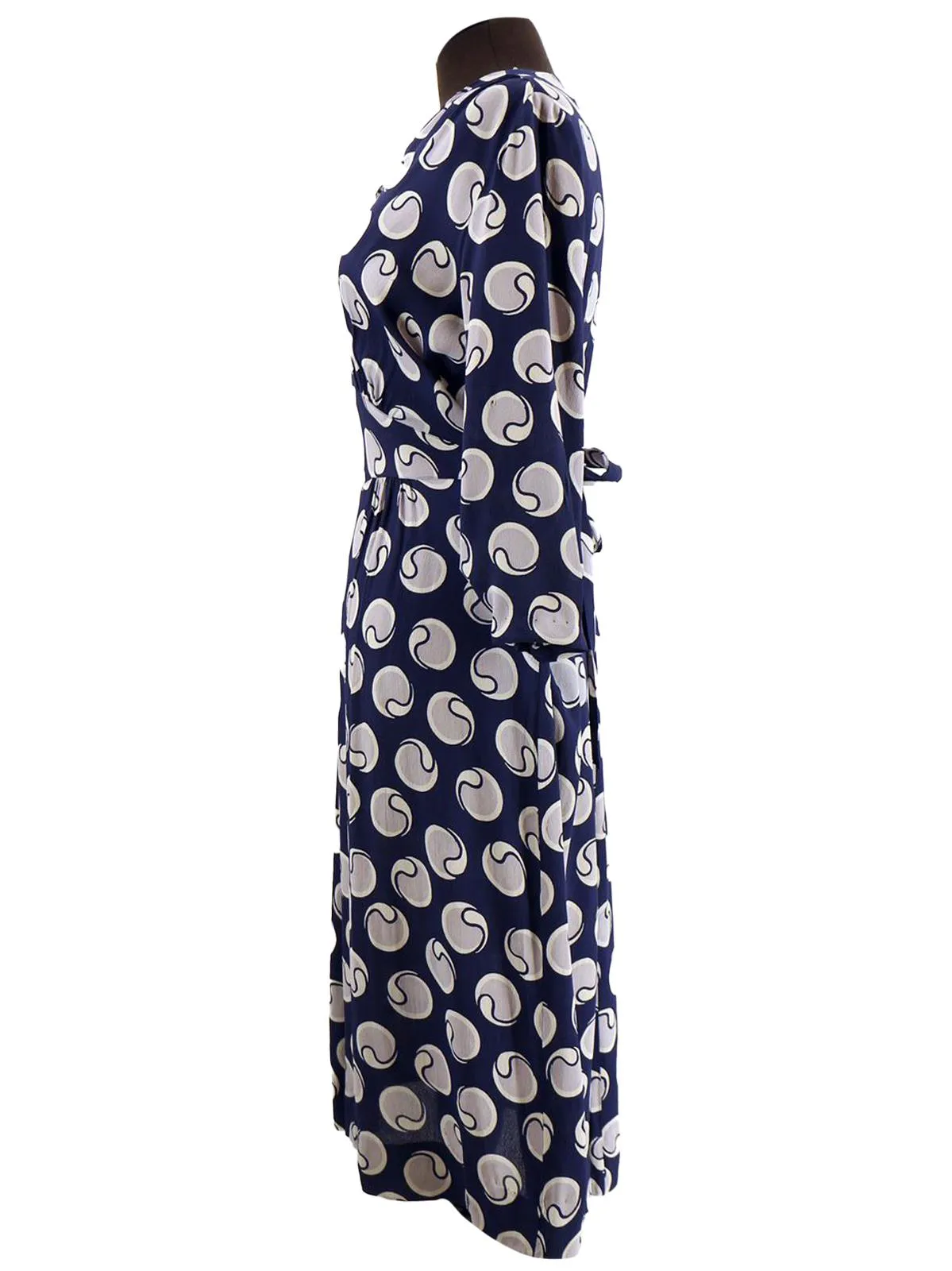 1940s Navy Blue Spot Vintage Dress