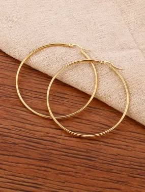 1pc Minimalist Hoop Earrings Classic Size Hoop Earrings Daily Party Holiday Decor Chic Simple Design For Women Girls Gifts, Stainless Steel Jewelry