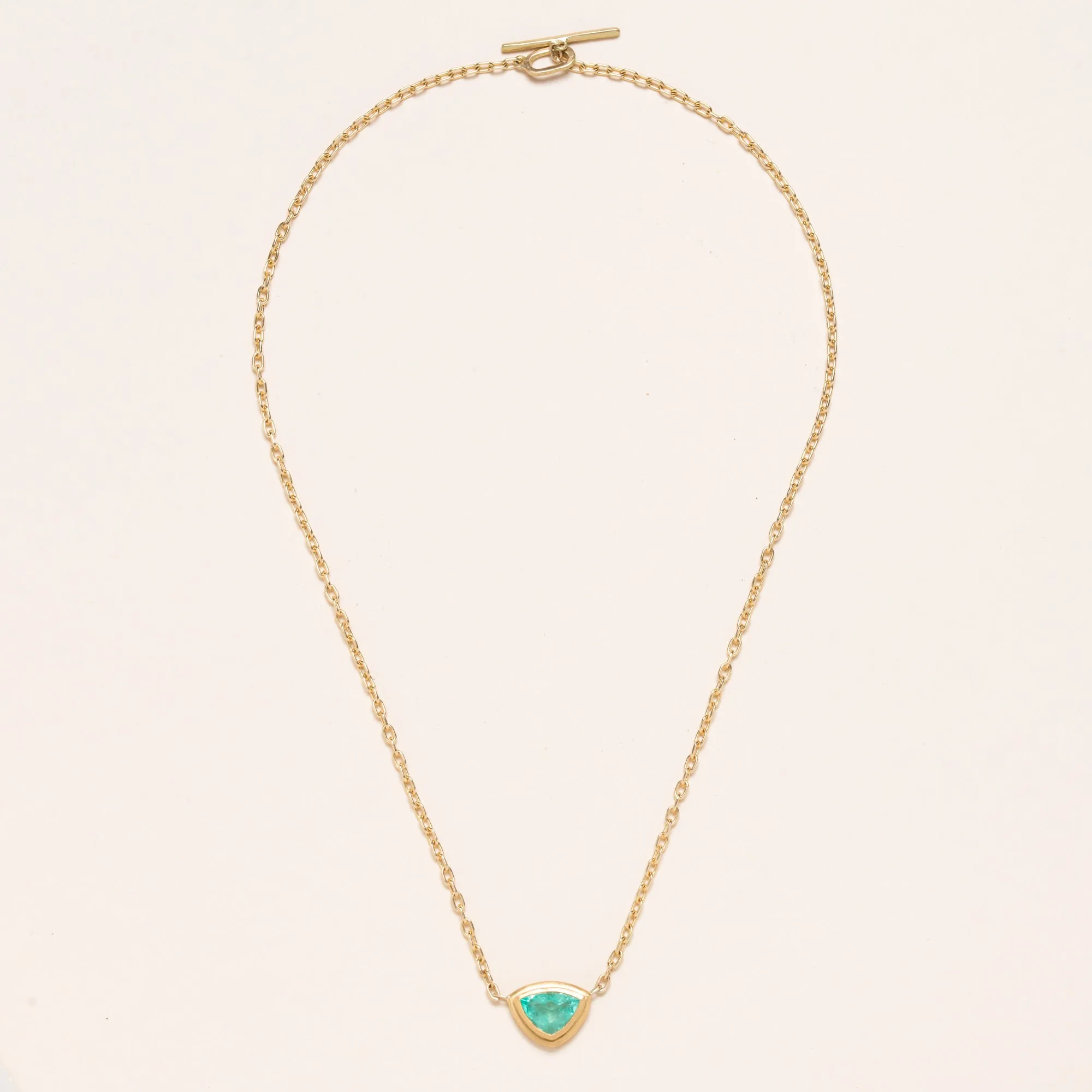 22K Gold Chain with Triangular Colombian Emerald