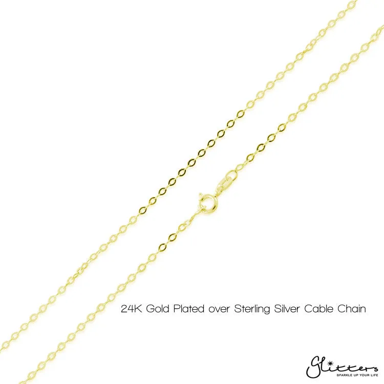 24K Gold Plated over Sterling Silver Horizontal Bar Necklace-Medium