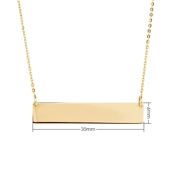 24K Gold Plated over Sterling Silver Horizontal Bar Necklace-Medium