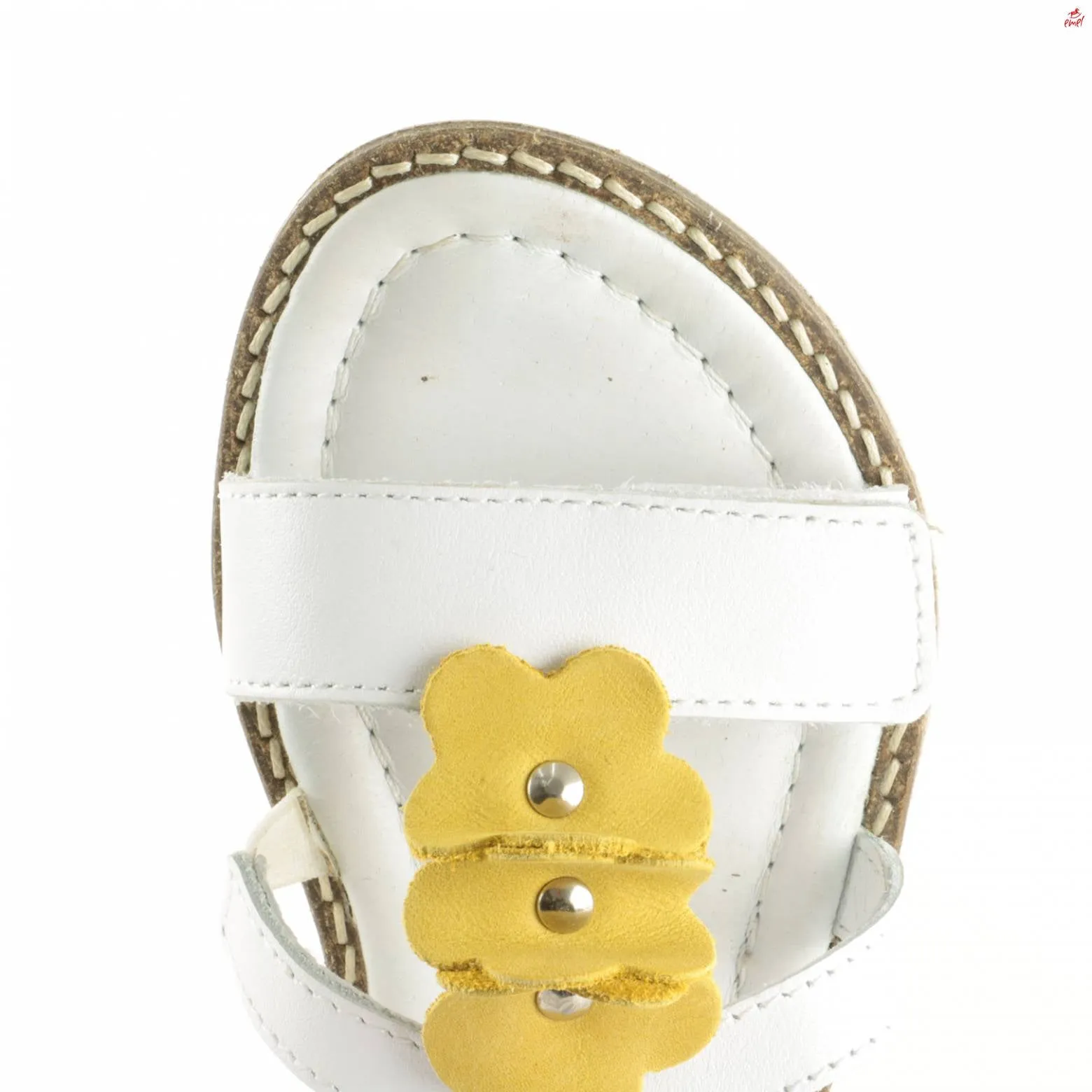 (2577-3) Emel velcro sandals  white flowers