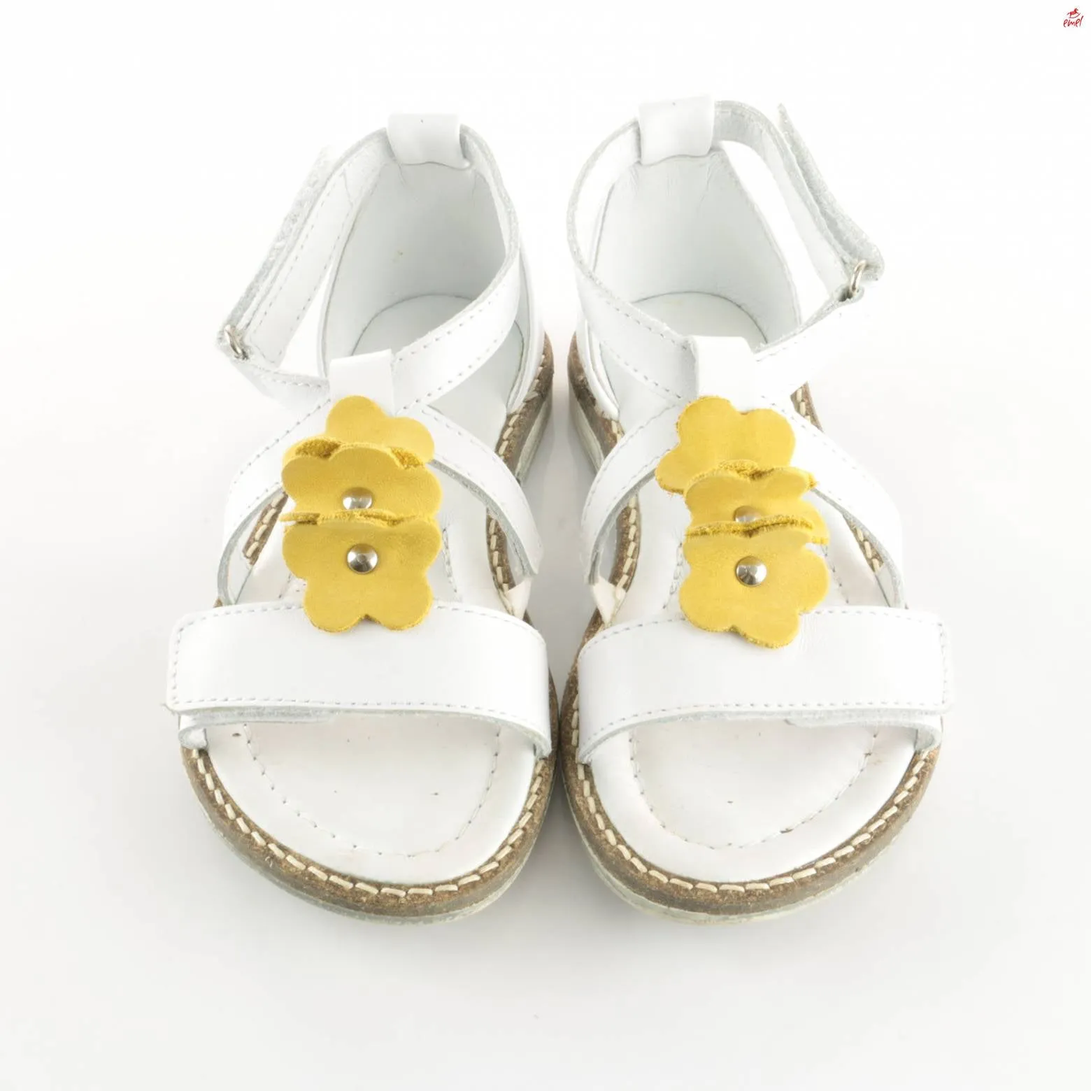 (2577-3) Emel velcro sandals  white flowers