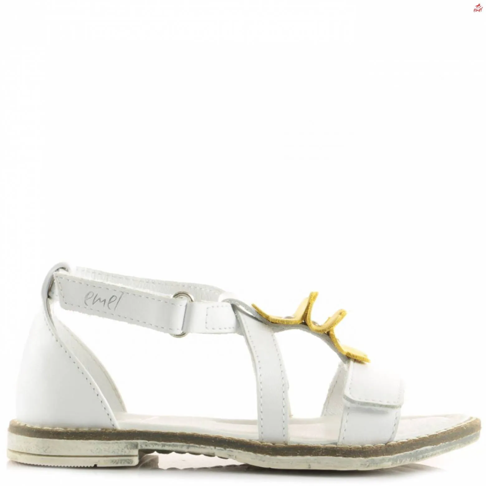 (2577-3) Emel velcro sandals  white flowers