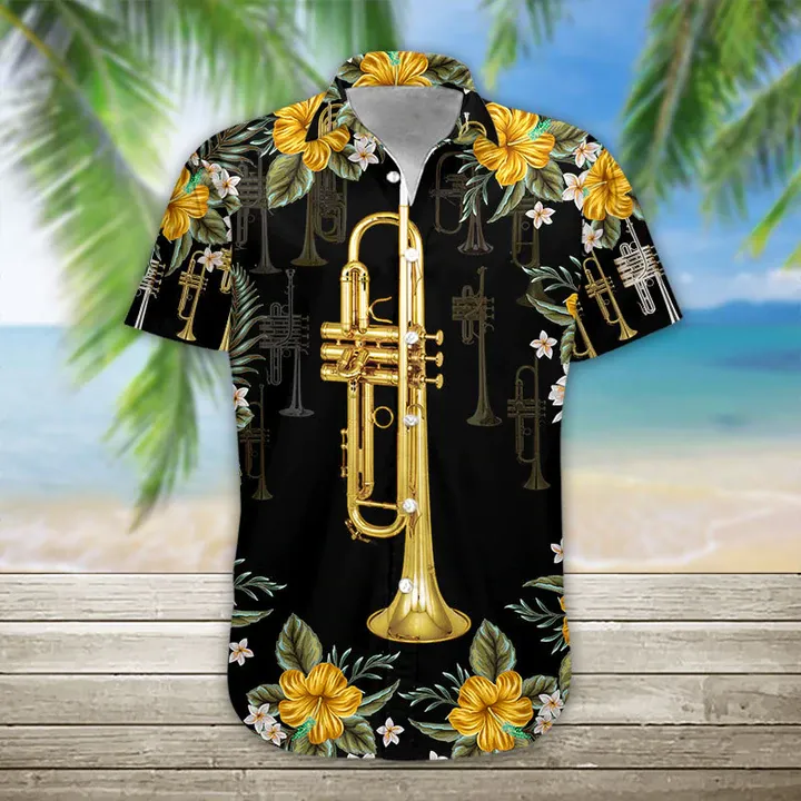 3D Acoustic Guitar Hawaii Shirt, Guitar Hawaiian Shirts Casual Short Sleeve Guitar Shirt Men