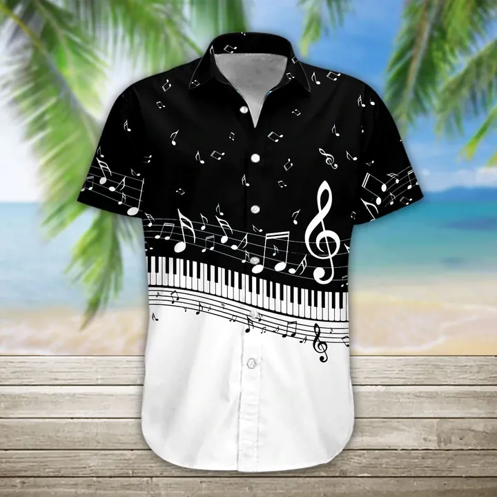 3D Acoustic Guitar Hawaii Shirt, Guitar Hawaiian Shirts Casual Short Sleeve Guitar Shirt Men