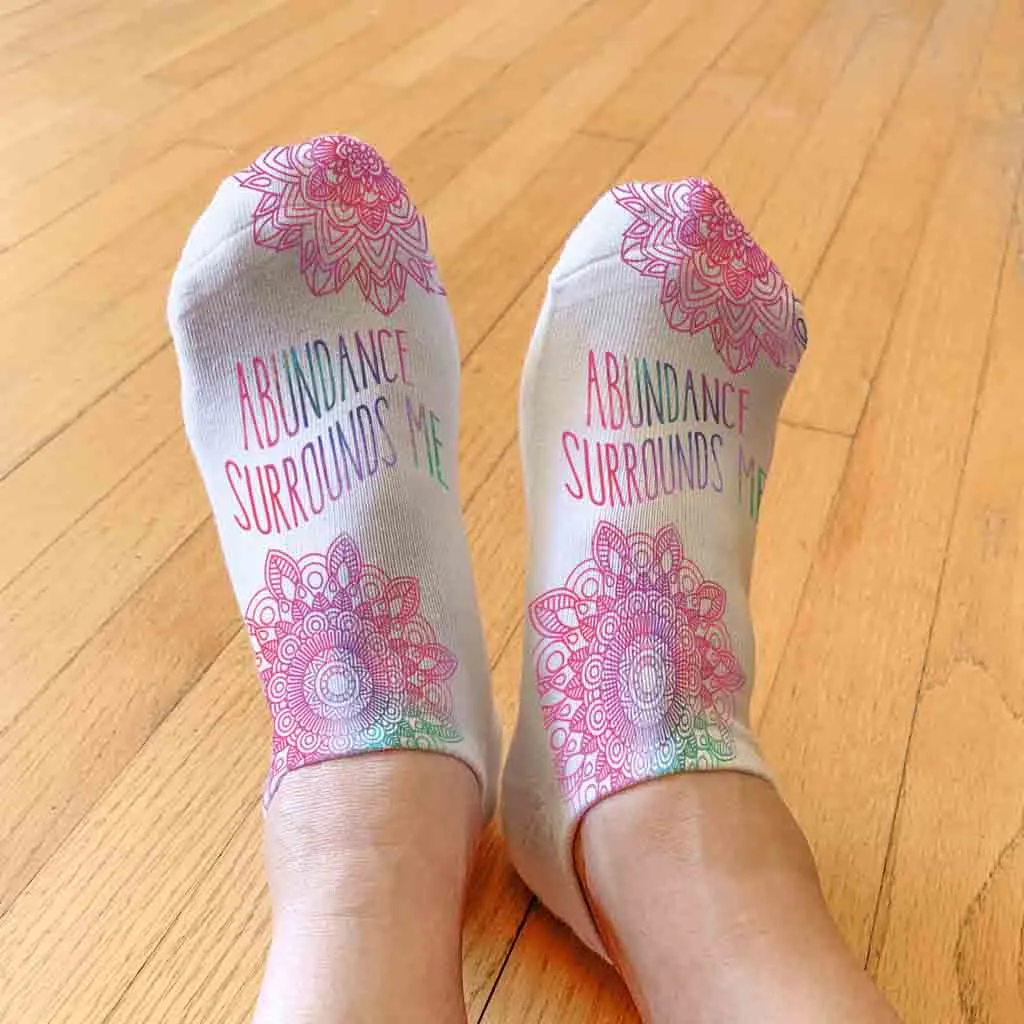 Abundance Surrounds Me - Positive Affirming Mantra on Socks