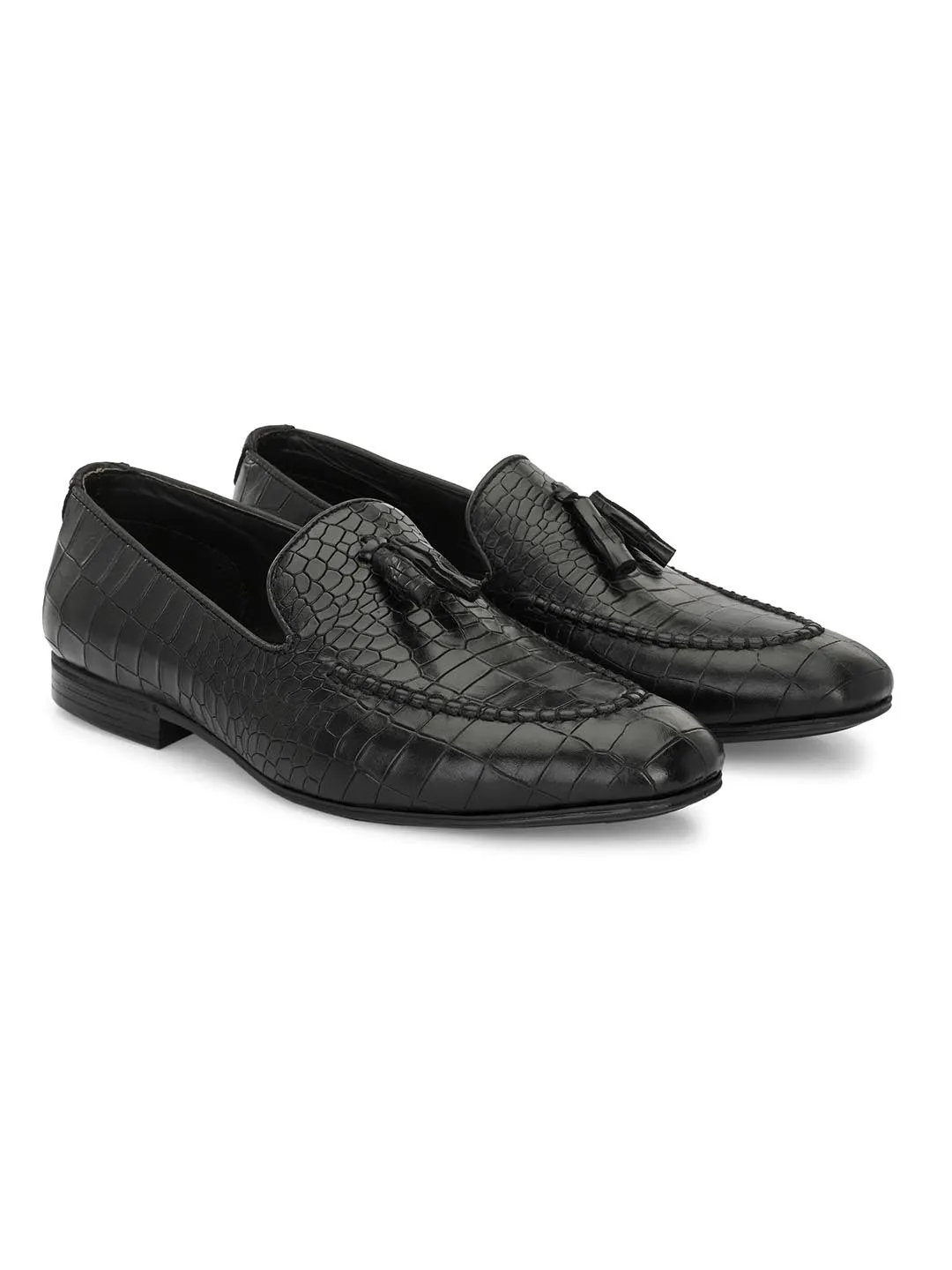 Alberto Torresi Genuine Leather Tassel Loafer Textured