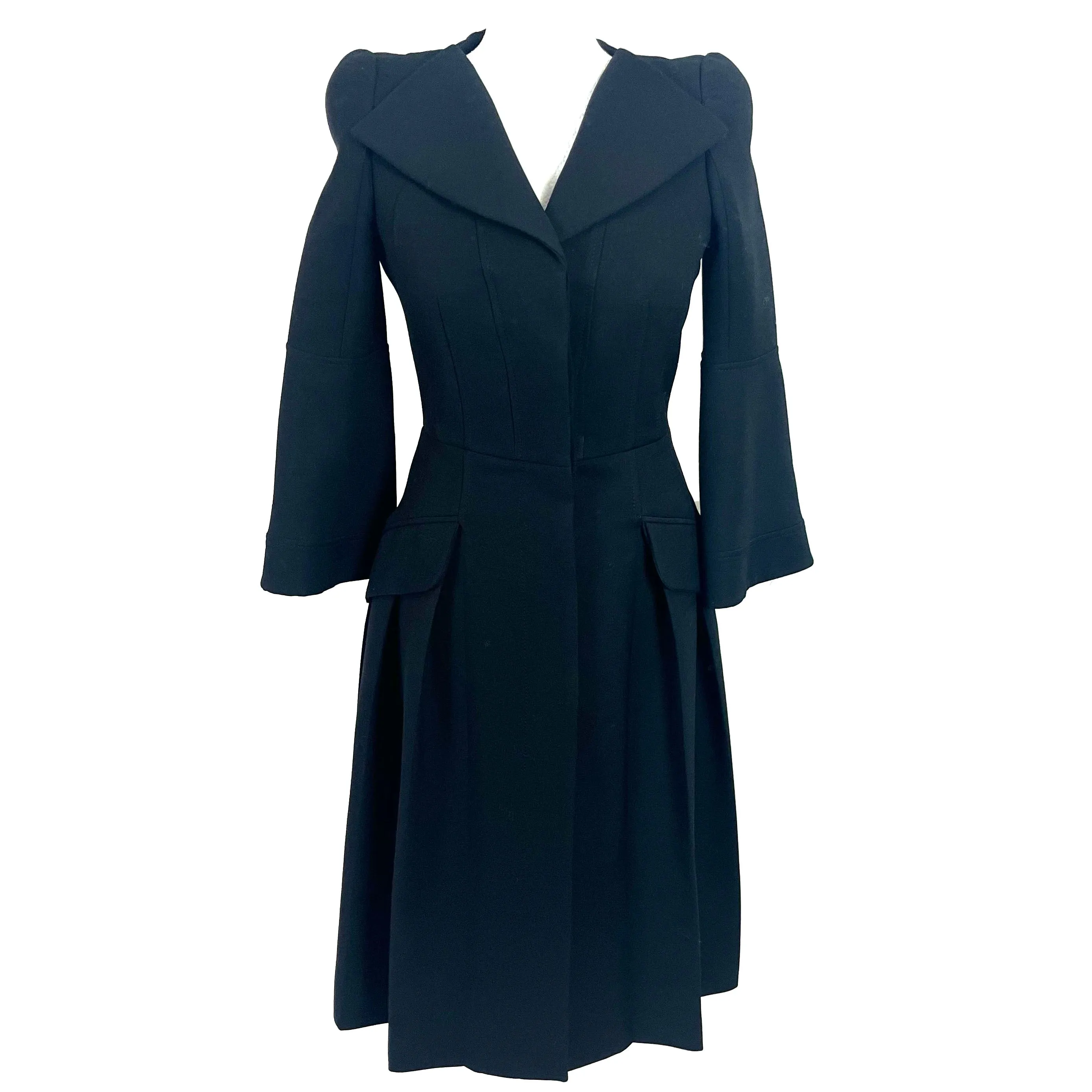 Alexander McQueen Black Wool & Silk Frock Coat XXS