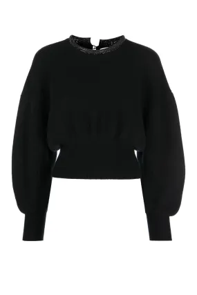 Alexander Wang Crystal Trim Jumper - Black/ Jet