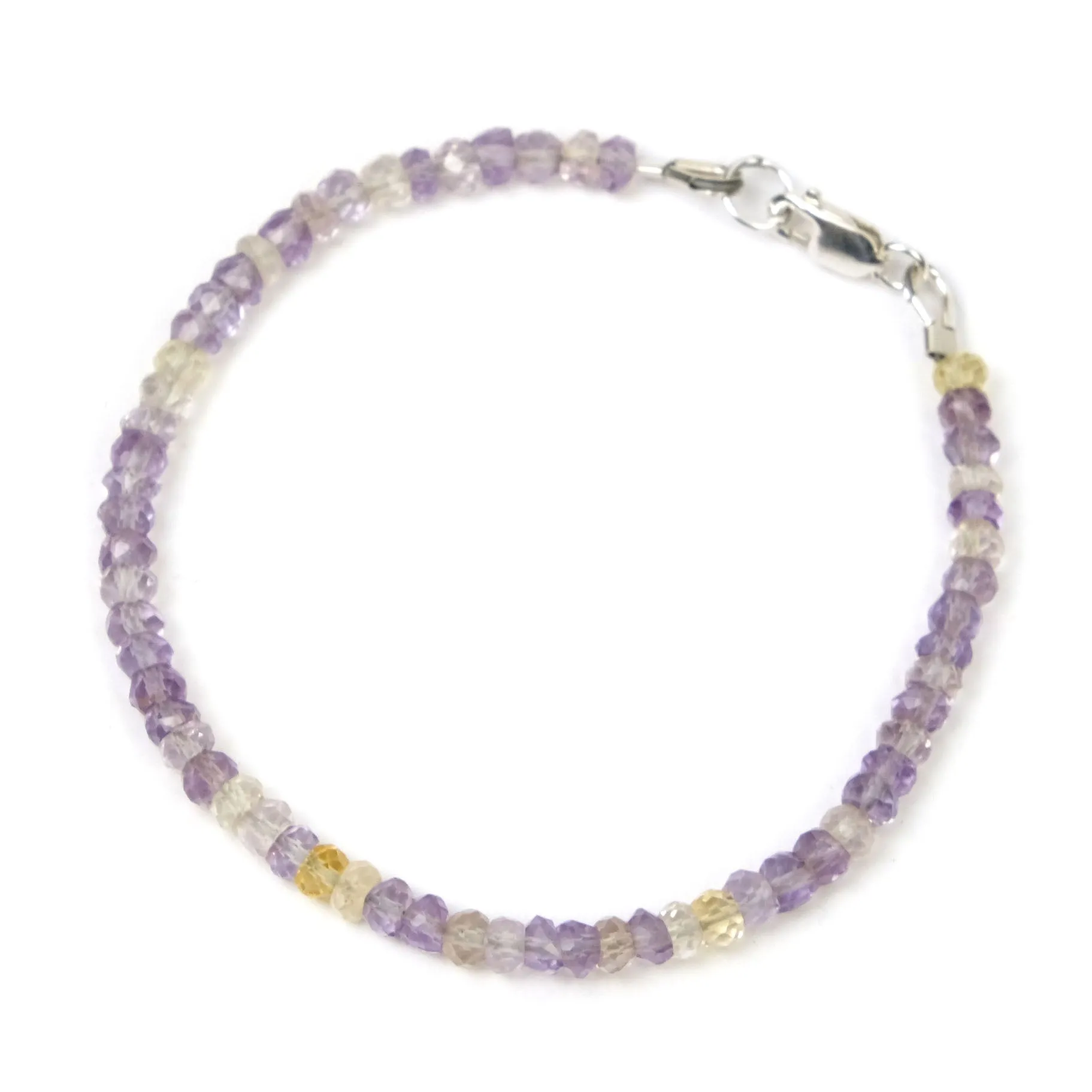 Ametrine 3.5mm Faceted Rondelle Bracelet with Sterling Silver Lobster Clasp