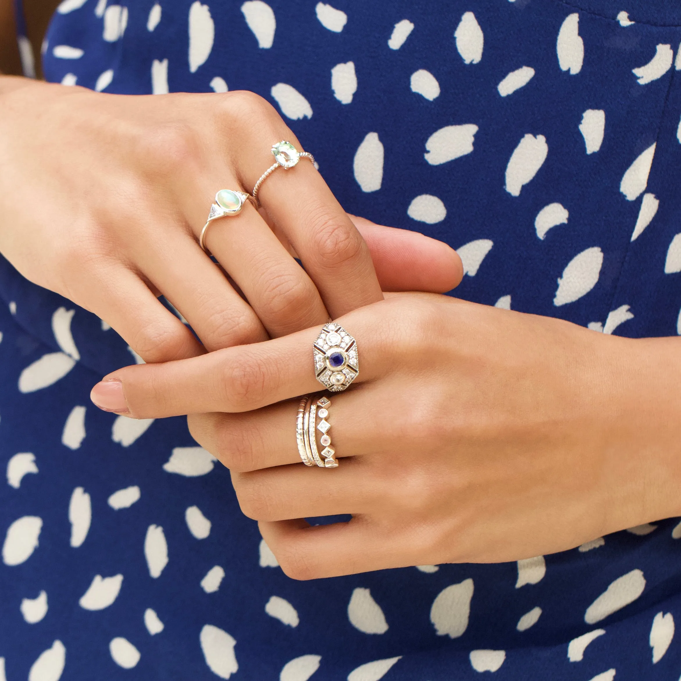 Ana CZ & Rose Quartz Stacking Ring