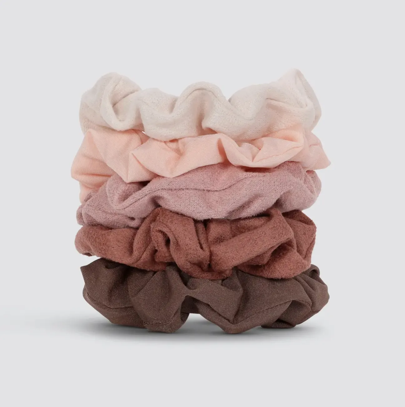 Assorted Textured Scrunchies 5pc Set - Terracotta