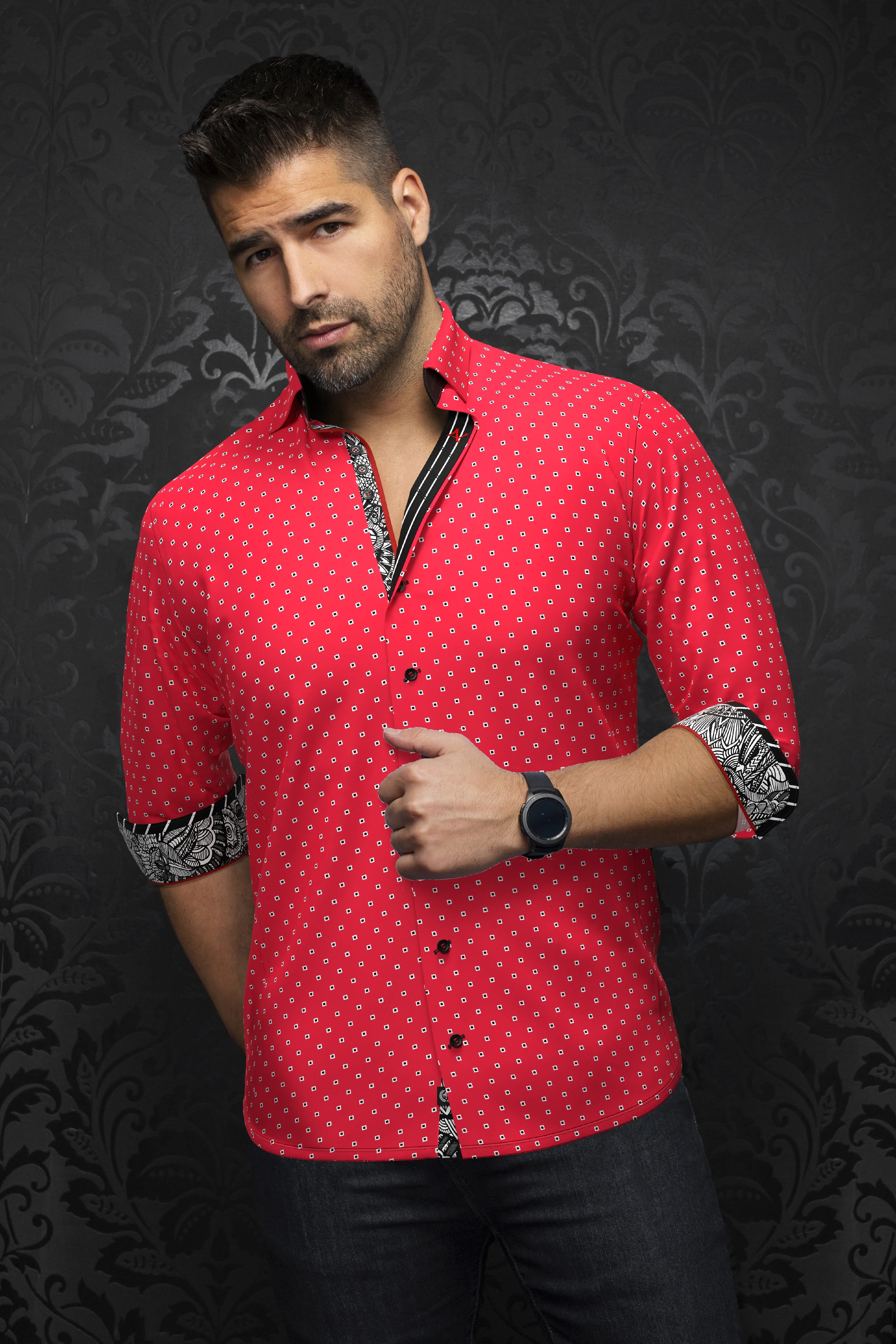 Au Noir Stretch Shirt | Santana Red