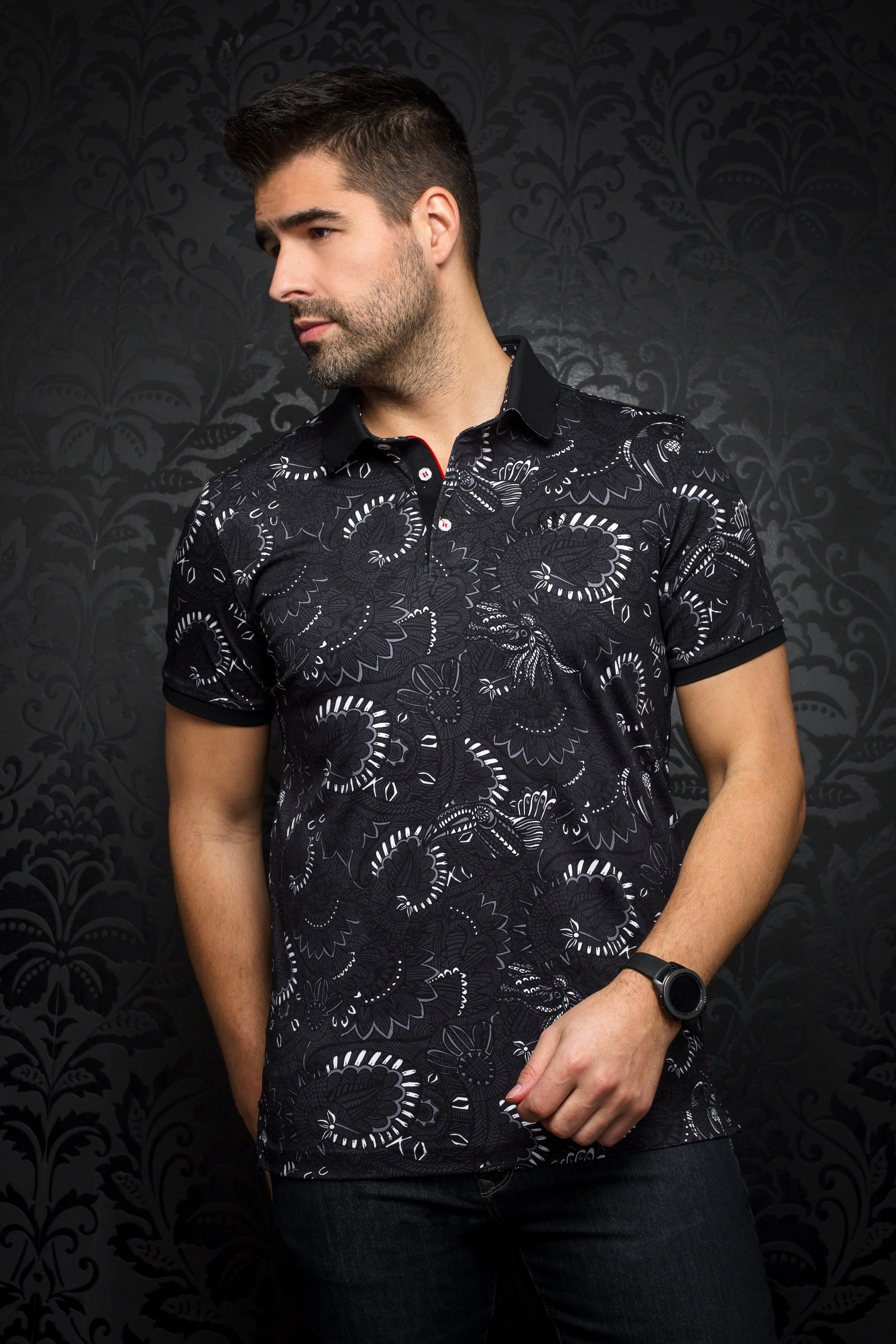 Au Noir Stretch Short-Sleeve Polos | Costilla Black