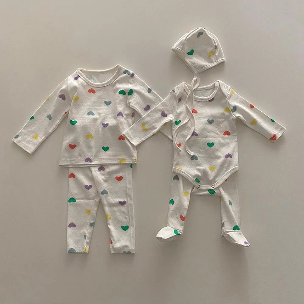 Baby Autumn Love Print Long Pants Set Autumn Children's Pajamas Set Wholesale Baby Children Clothes