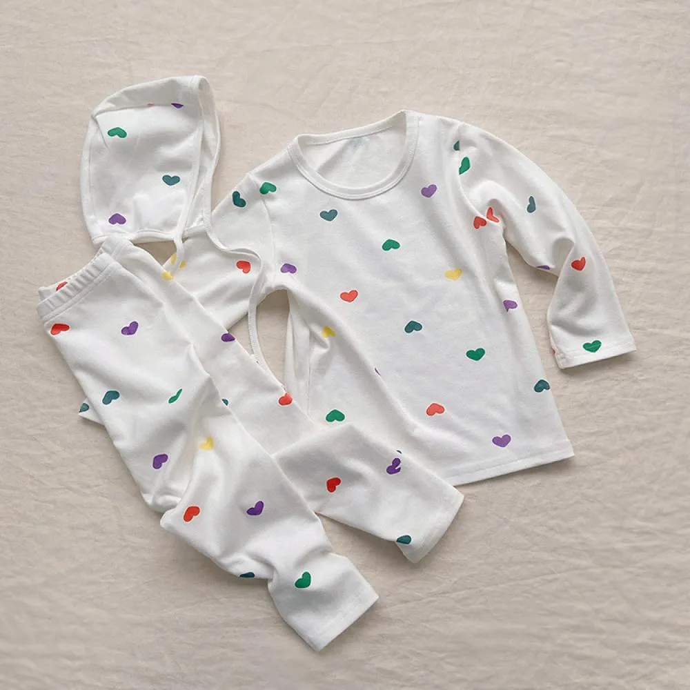 Baby Autumn Love Print Long Pants Set Autumn Children's Pajamas Set Wholesale Baby Children Clothes