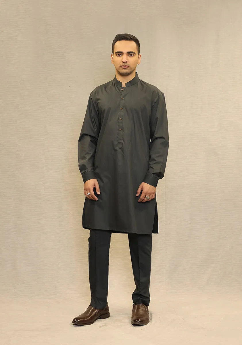 Basic Poly Viscose Maluki Dark Shadow Slim Fit Suit