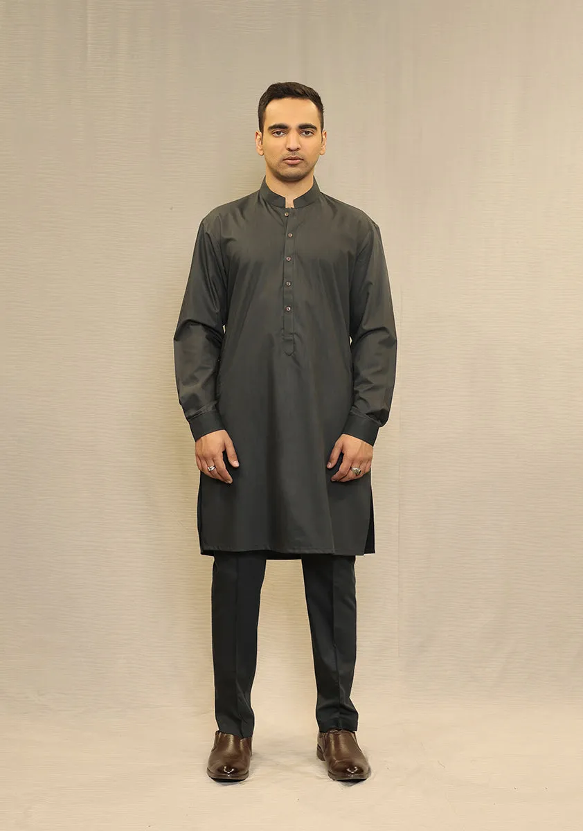 Basic Poly Viscose Maluki Dark Shadow Slim Fit Suit