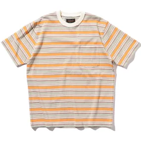 BEAMS PLUS Pocket Tee Multi Stripe Off White