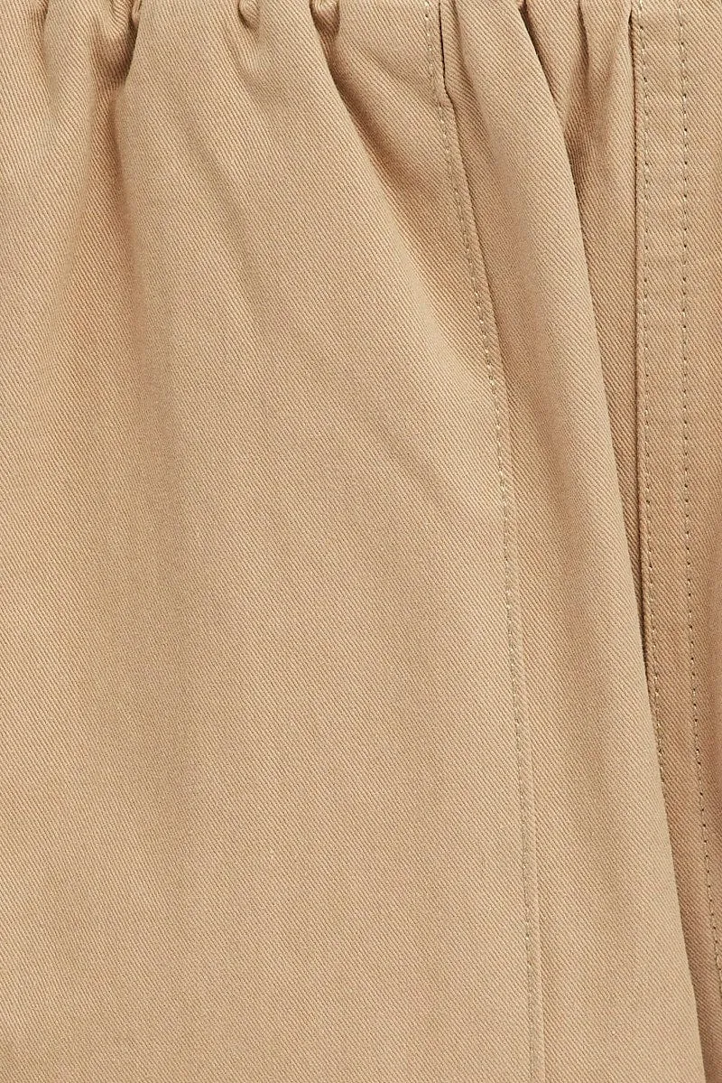 Beige Cargo Pants Wide Leg