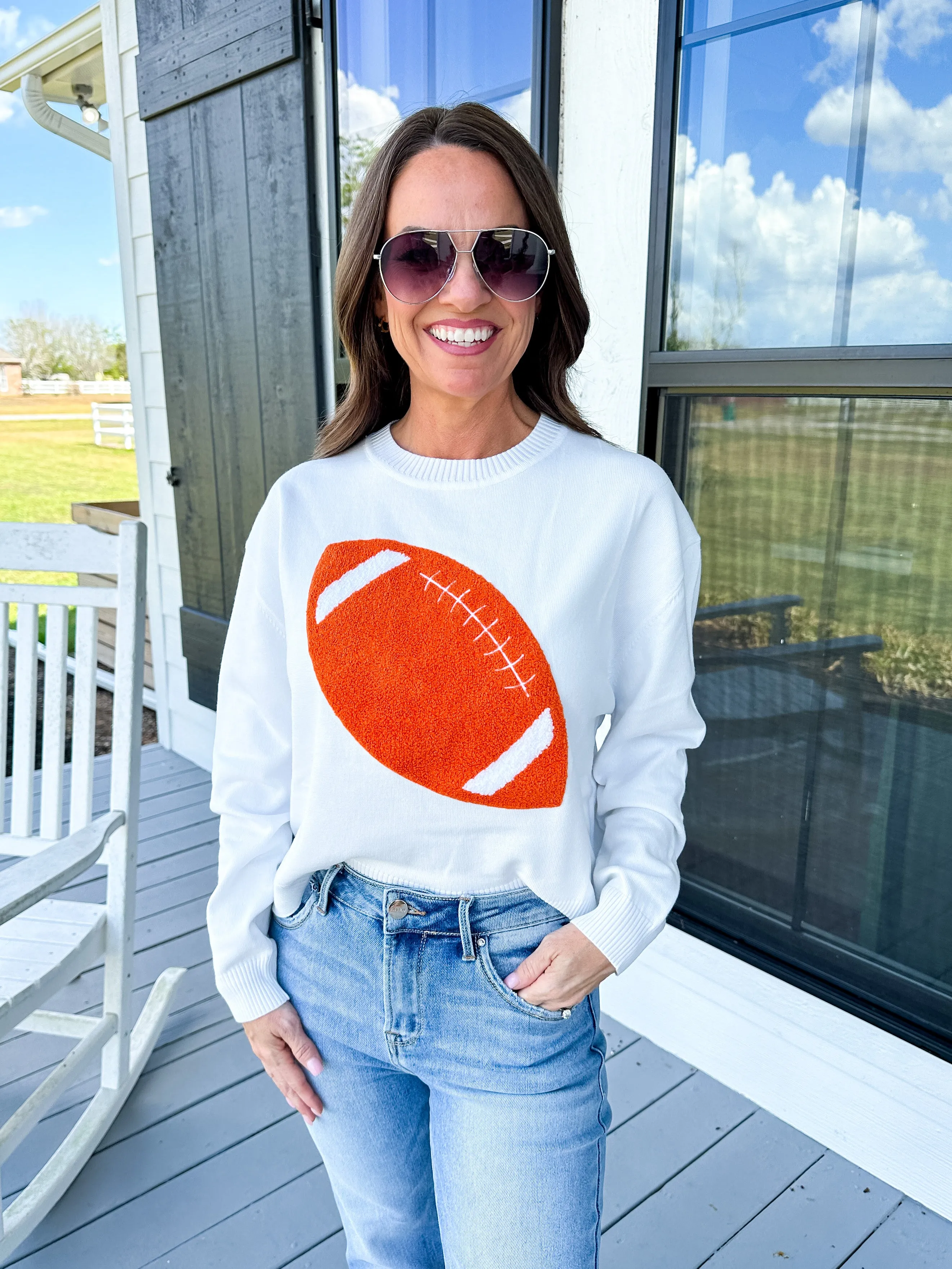 Big Football Sweater in Orange