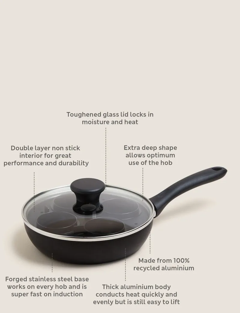 Black Aluminium 20cm Egg Poacher