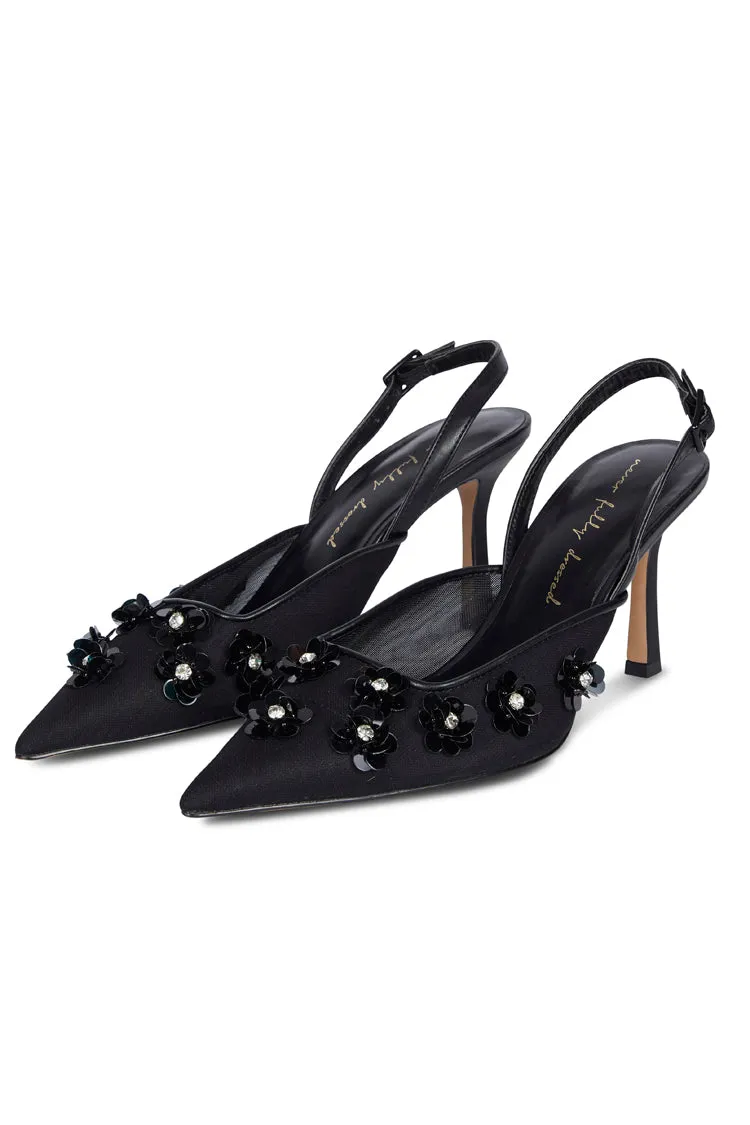 Black Bead Bimba Slingback Shoes