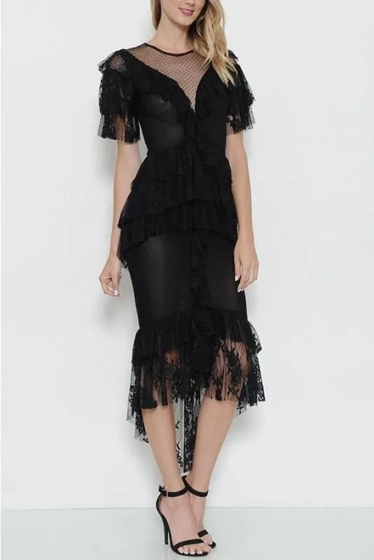 Black Layered Lace Dress