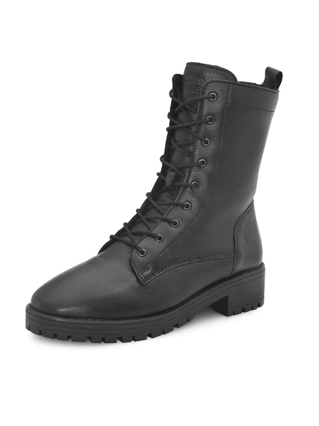 Black Leather Lace Up Boots