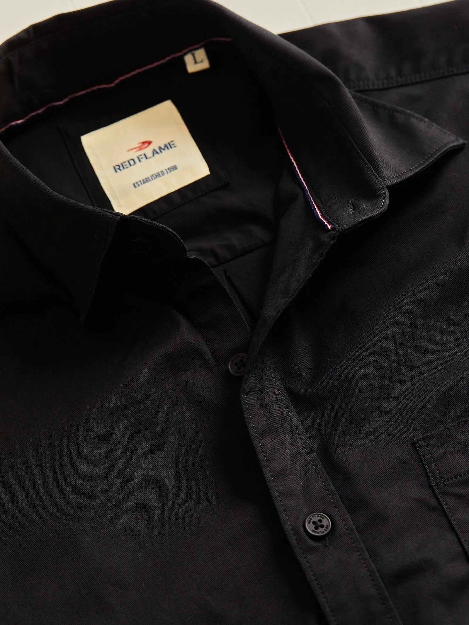 Black Solid Stretch Twill Shirt