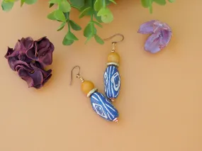 Blue and White Terracotta Earrings