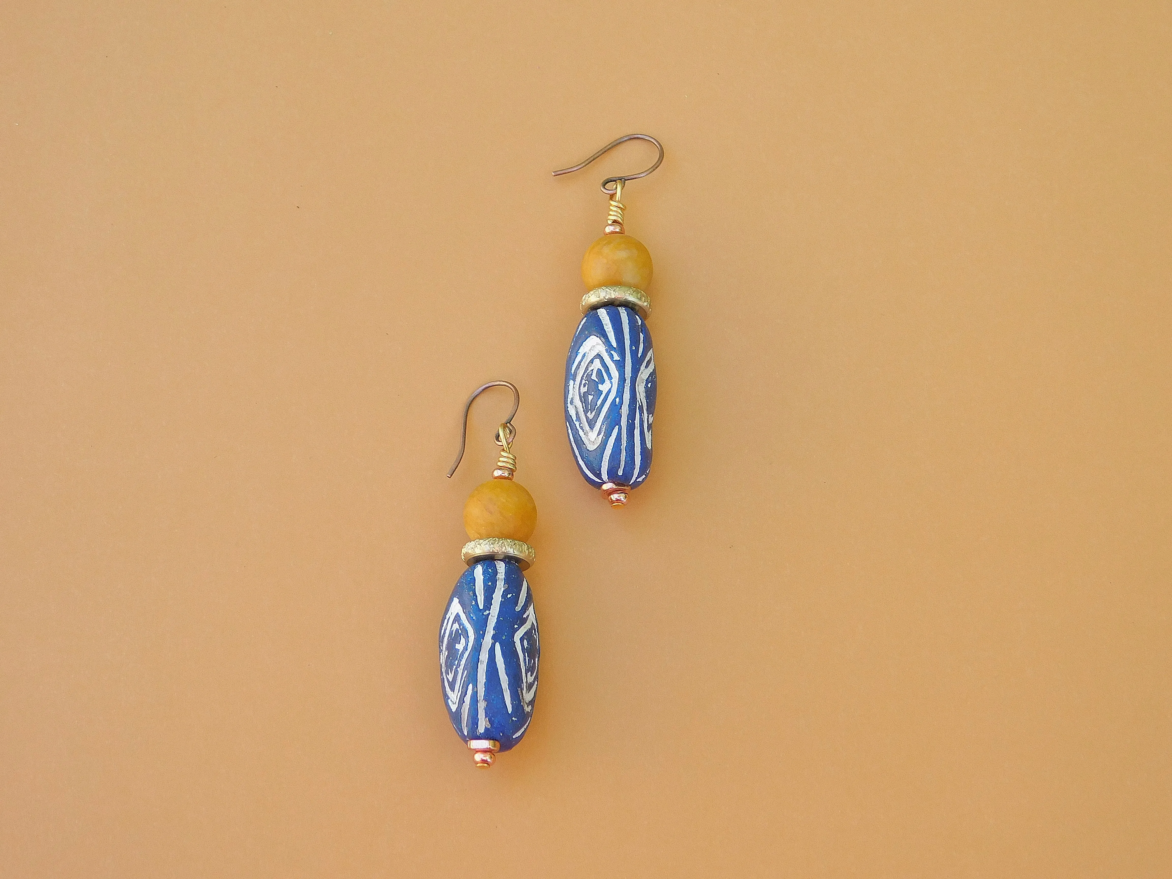 Blue and White Terracotta Earrings