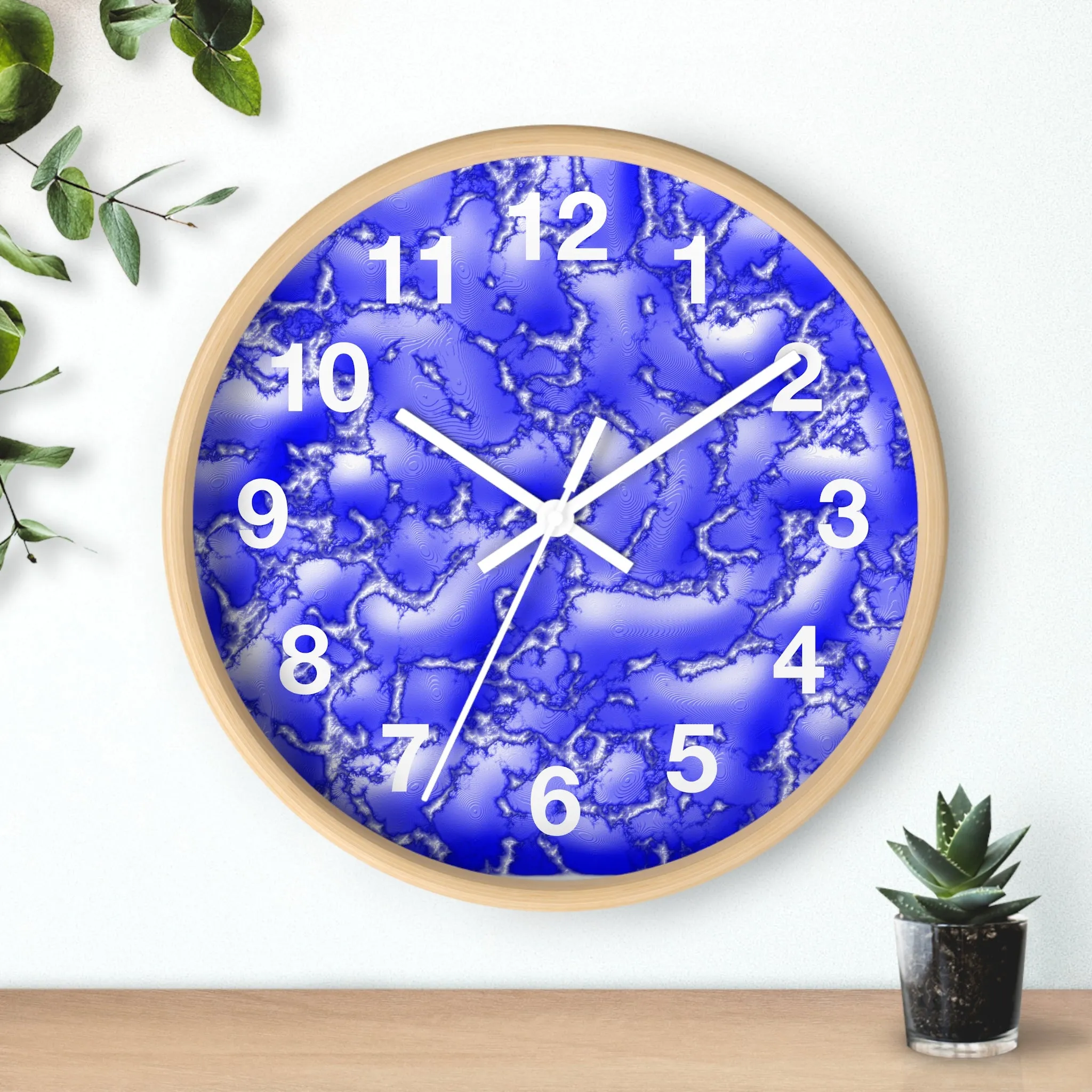 Blue Cracked Lava Wall Clock, Blue Relief Wall Clock