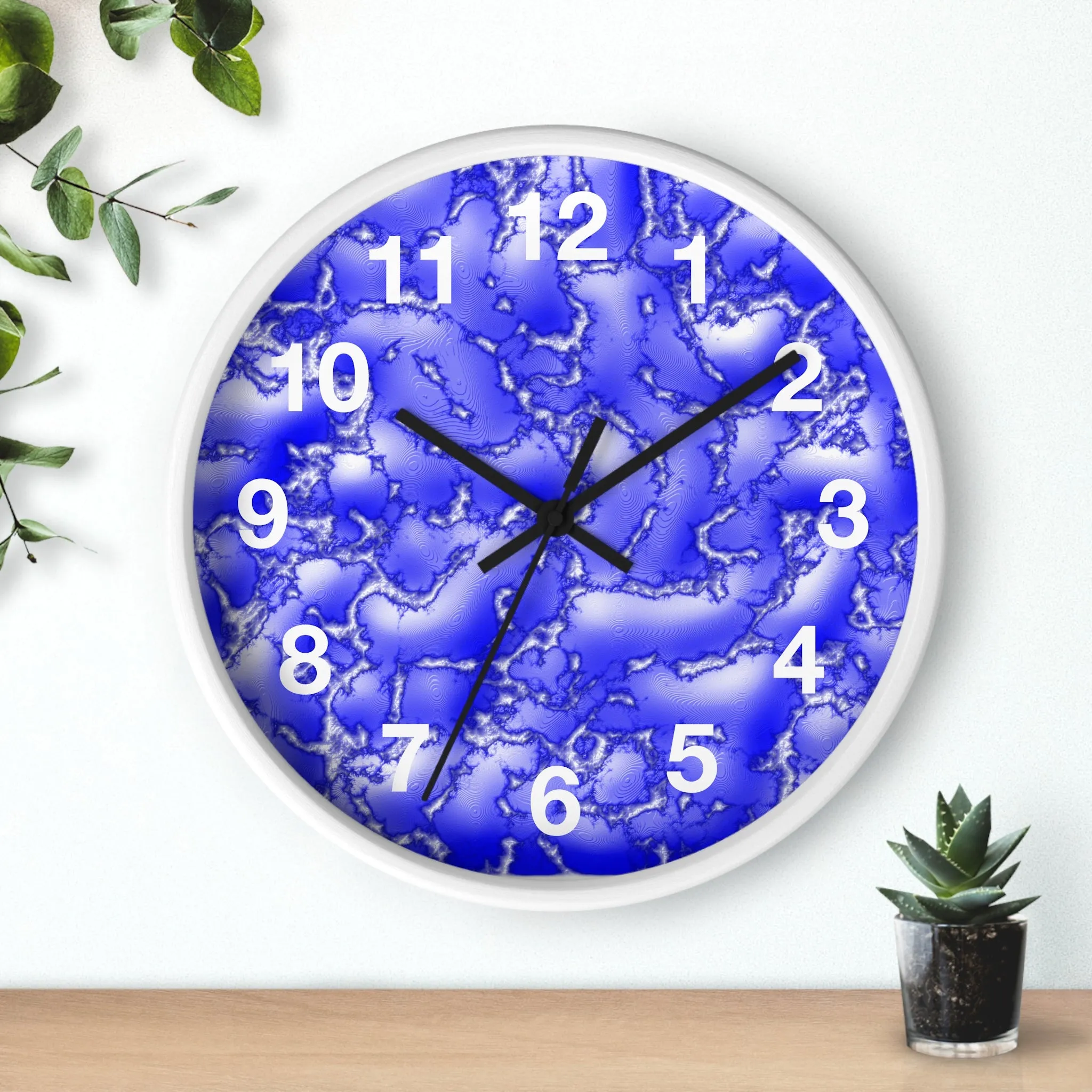 Blue Cracked Lava Wall Clock, Blue Relief Wall Clock