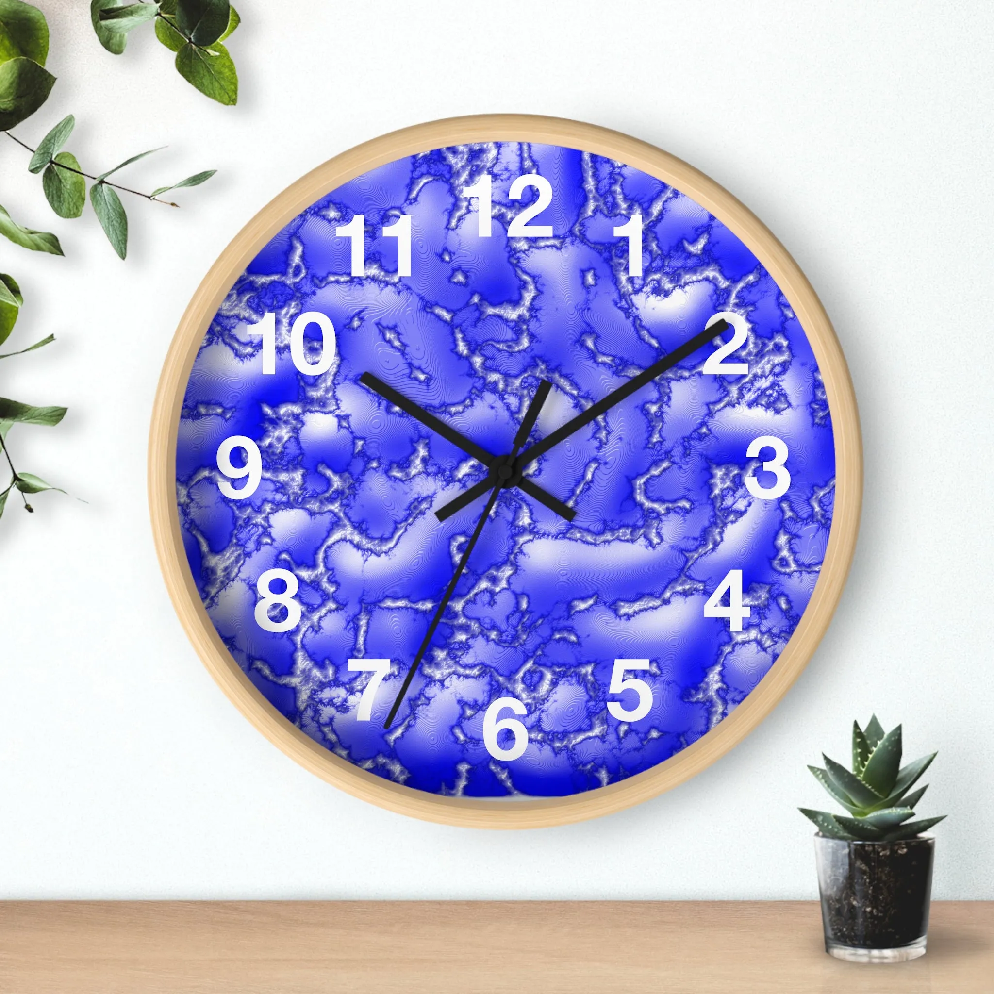 Blue Cracked Lava Wall Clock, Blue Relief Wall Clock