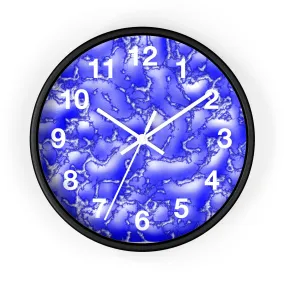 Blue Cracked Lava Wall Clock, Blue Relief Wall Clock