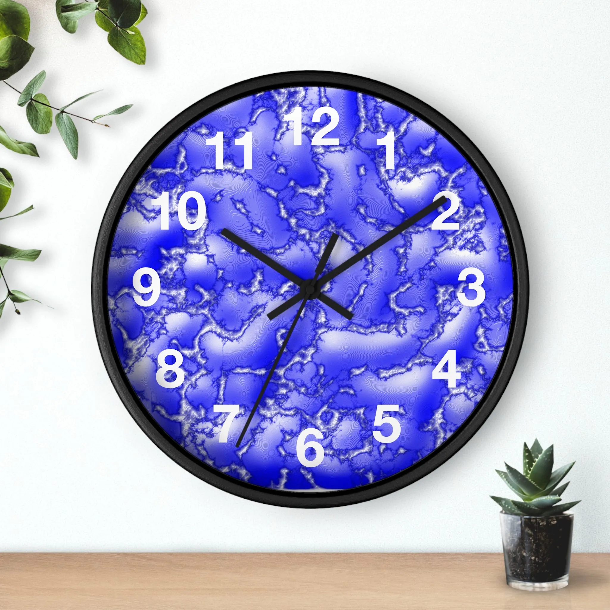 Blue Cracked Lava Wall Clock, Blue Relief Wall Clock