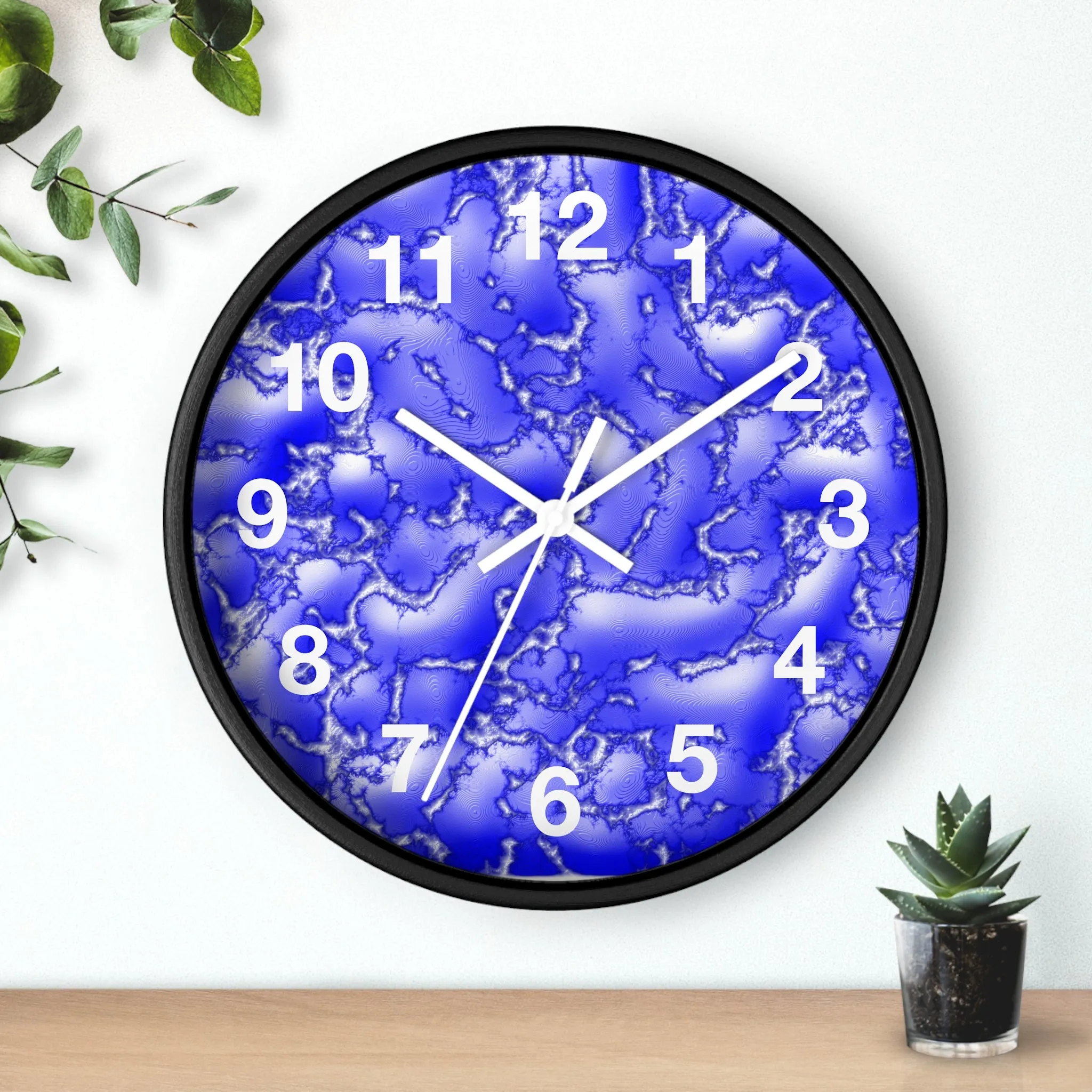 Blue Cracked Lava Wall Clock, Blue Relief Wall Clock