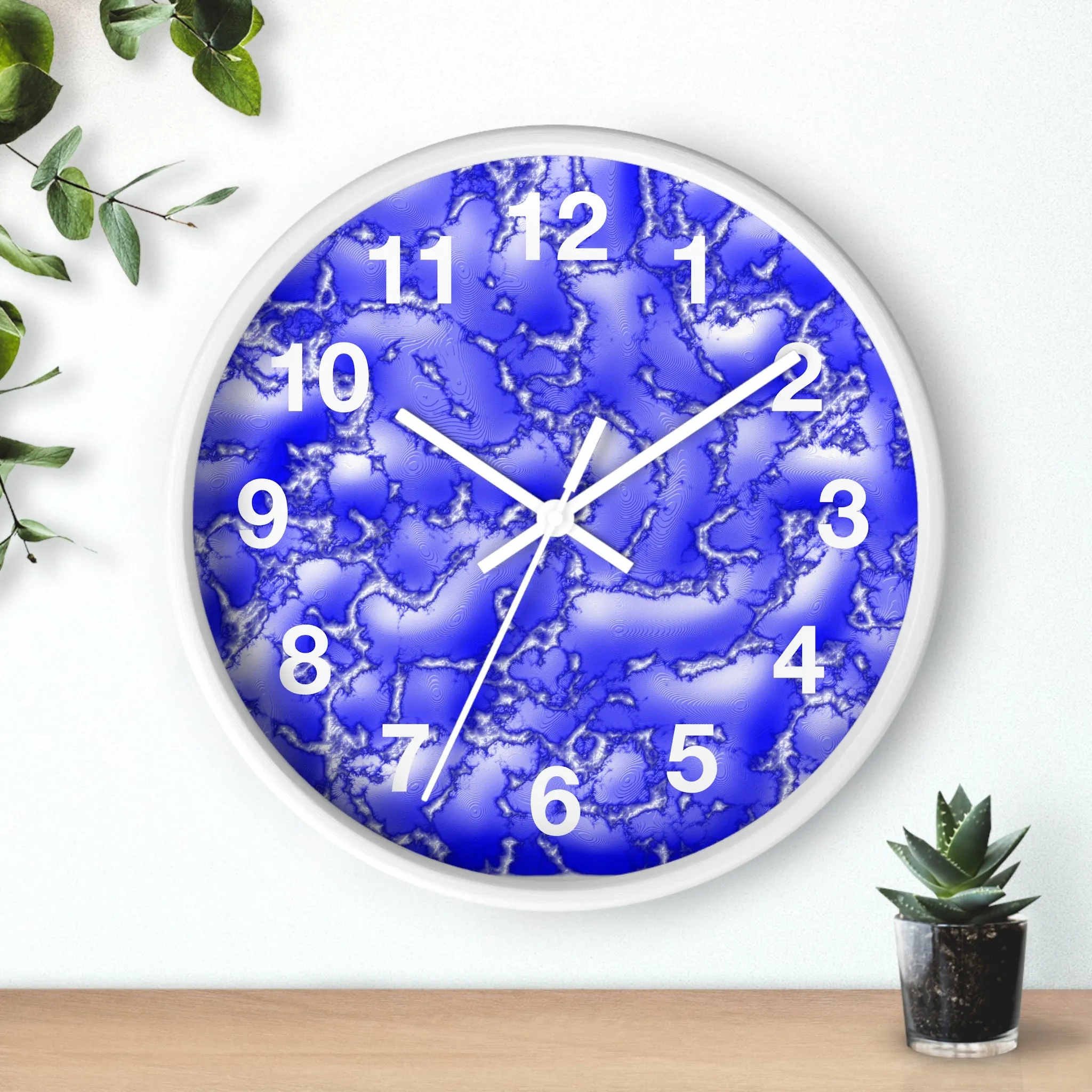 Blue Cracked Lava Wall Clock, Blue Relief Wall Clock