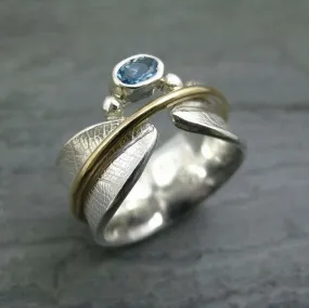 Blue Topaz Gemstone, Statement,Spinner,Fidget,Worry Ring,Gift For Her