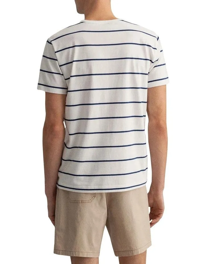 Breton Stripe T-Shirt - Evening Blue | Eggshell